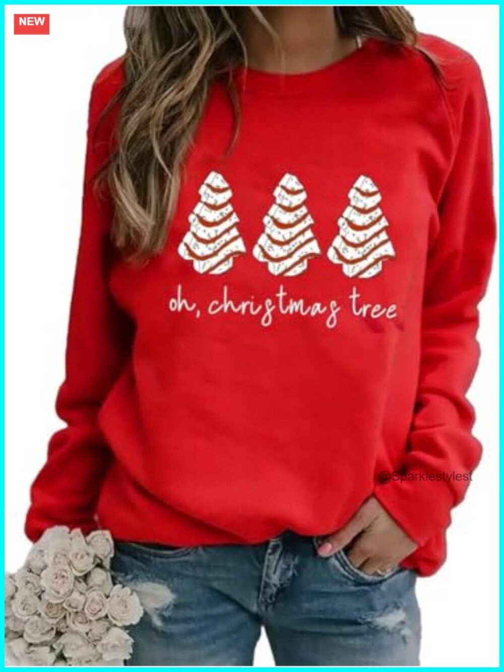 Women's Merry Christmas Sweatshirt Cotton Blend Long Sleeve Pullover Holiday